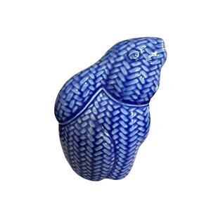 Studio Art Pottery Bunny, Rabbit Figurine Blue Glaze Signed brn 6" Tall Easter